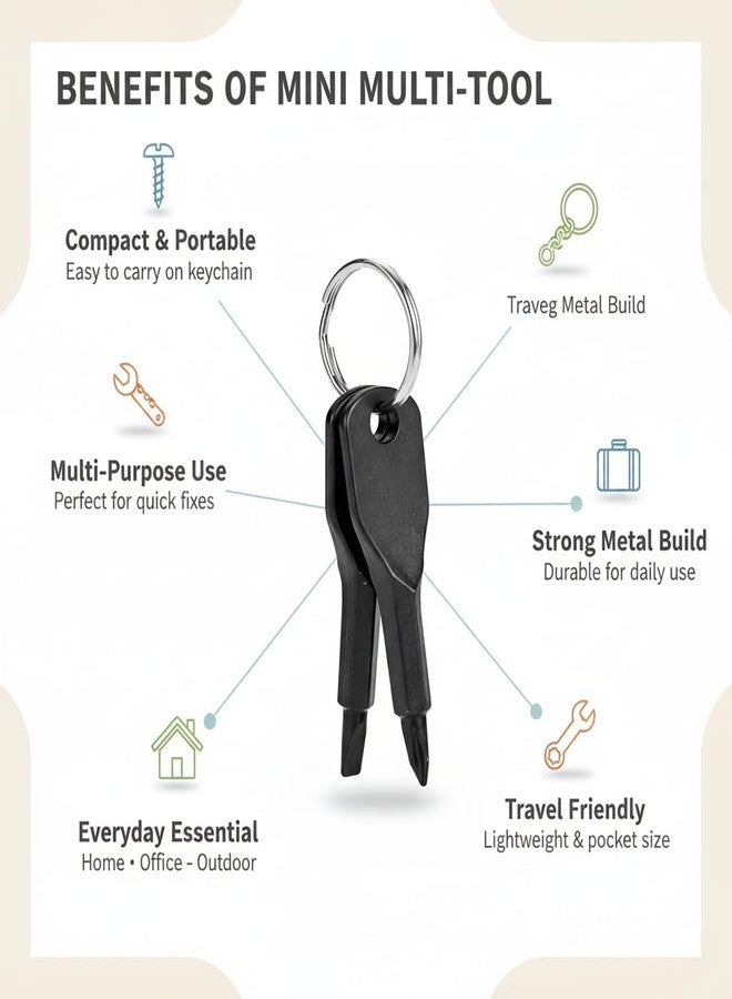 SHREESAMP Stainless Steel Mini Keychain Tool 2 Pcs Small Key Shape Screwdriver Multifunction Pocket Repair For Daily Use Home Office Travel Emergency EDC Utility Tool With Strong Key Ring - Image 4